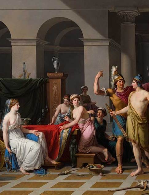 Jean Jacques François Lebarbier (French, 1738–1826) 
Helen and Paris, 1799 
Oil on canvas 
34 x 40 in. (86.4 x 101.6 cm.) 
42 1/8 x 48 13/16 x 3 5/16 in. (107 x 124 x 8.4 cm.) (frame) 
Collection of the Speed Art Museum, Gift of the Charter Collectors 1998.21