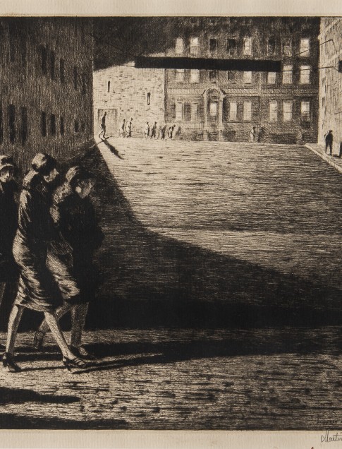 Martin Lewis (American, b. Australia, 1881–1962), Shadows on the Ramp, 1927, Drypoint and sand ground, edition: 75 recorded impressions, collection of Robert B. Ekelund, Jr. and Mark Thornton