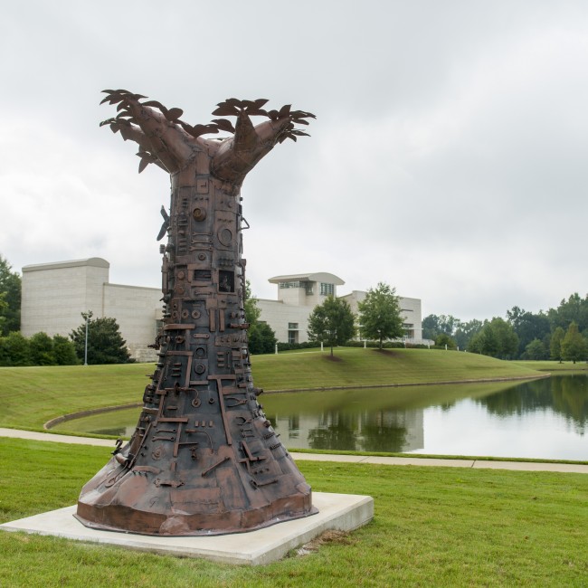 Charles Pilkey  (North Carolina, b. 1956), Tree of Good and Evil, 2012, painted steel and bronze, ca. 120 x 72 x 72 inches