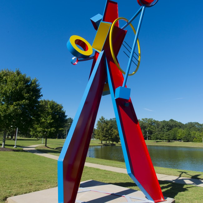 Hanna Jubran (North Carolina, b. 1952), Triad, 2015, steel and paint, ca. 188 x 108 x 96 inches
