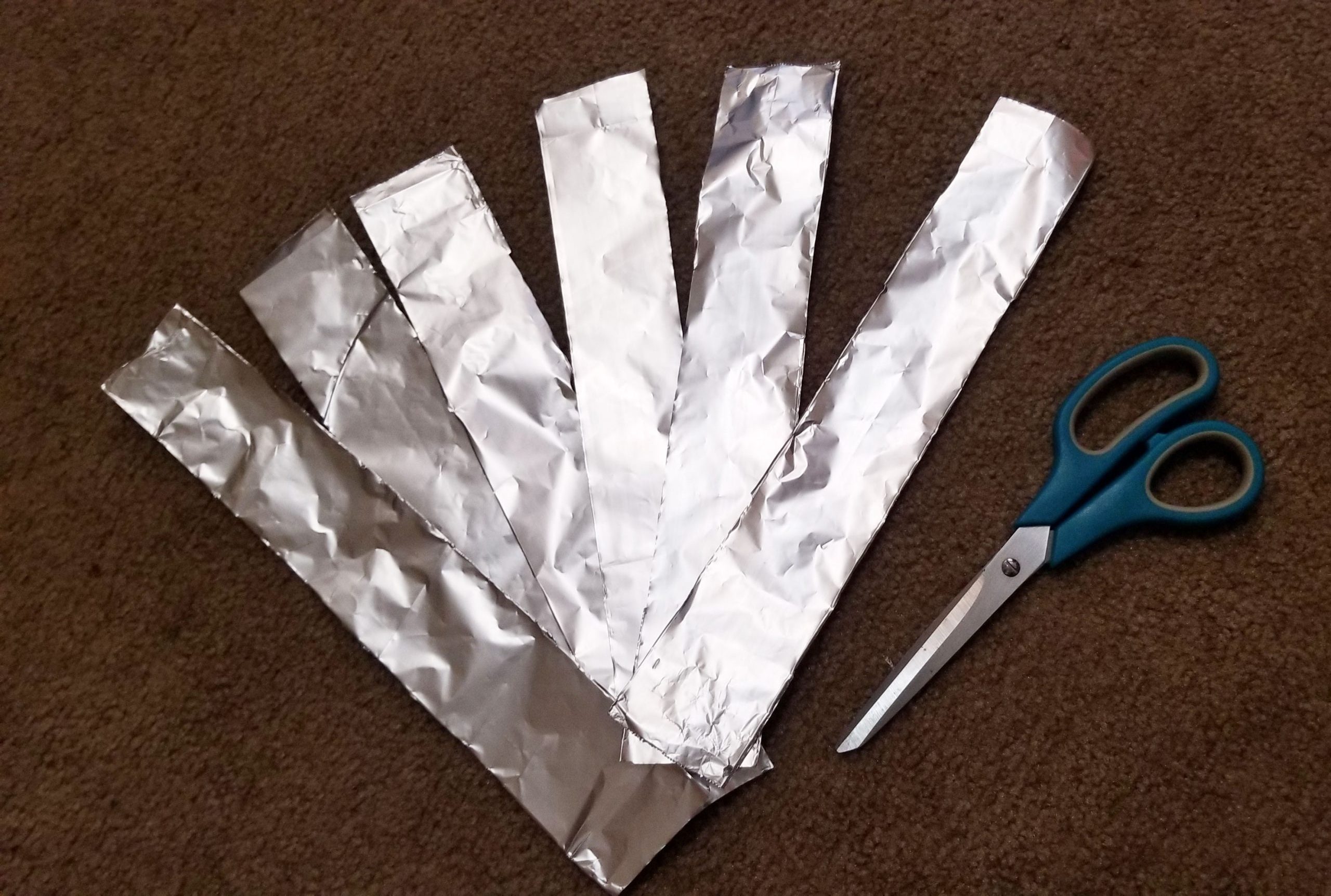Aluminum foil cut into thin strips.