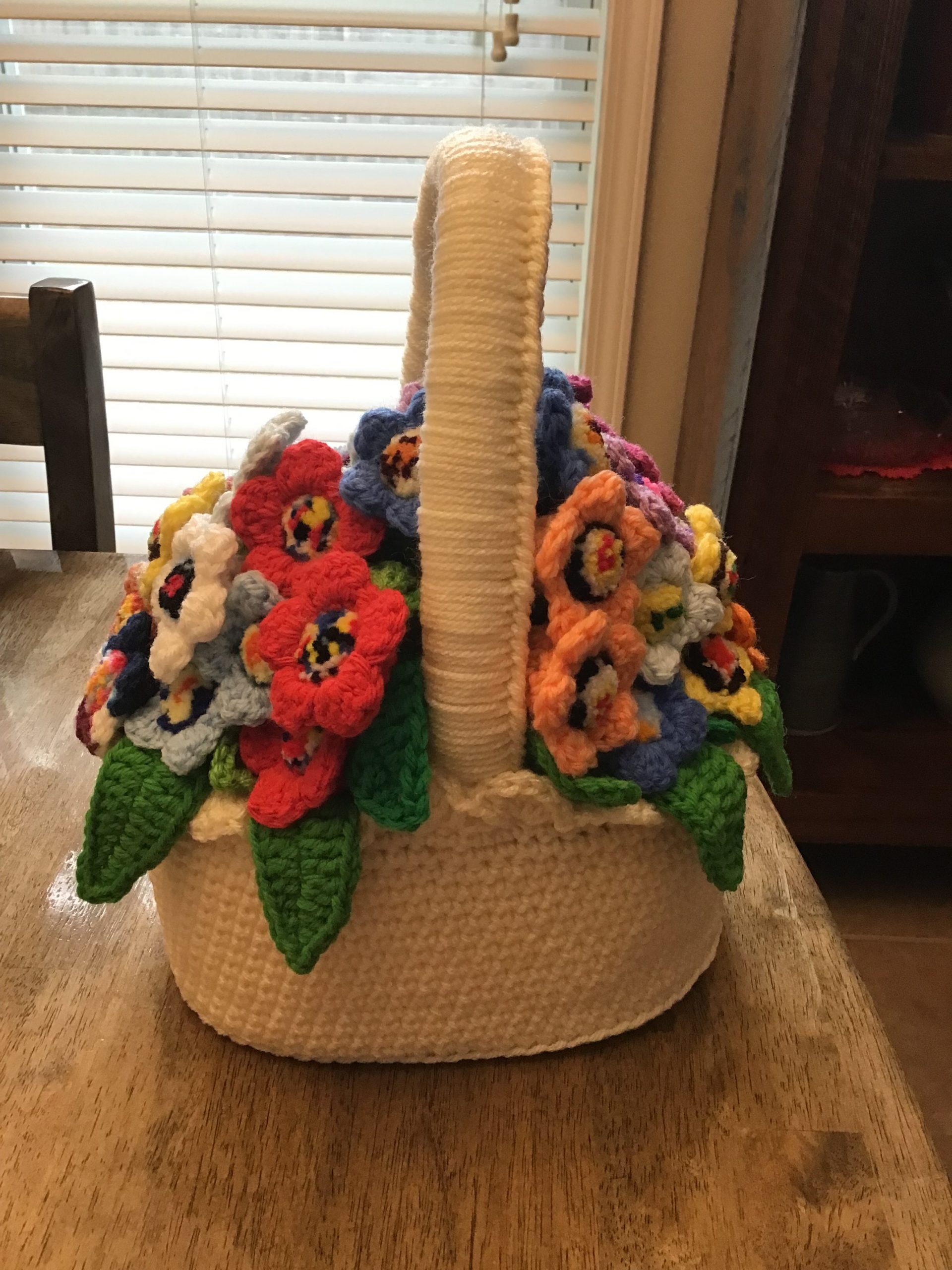 A soft basket of handmade flowers