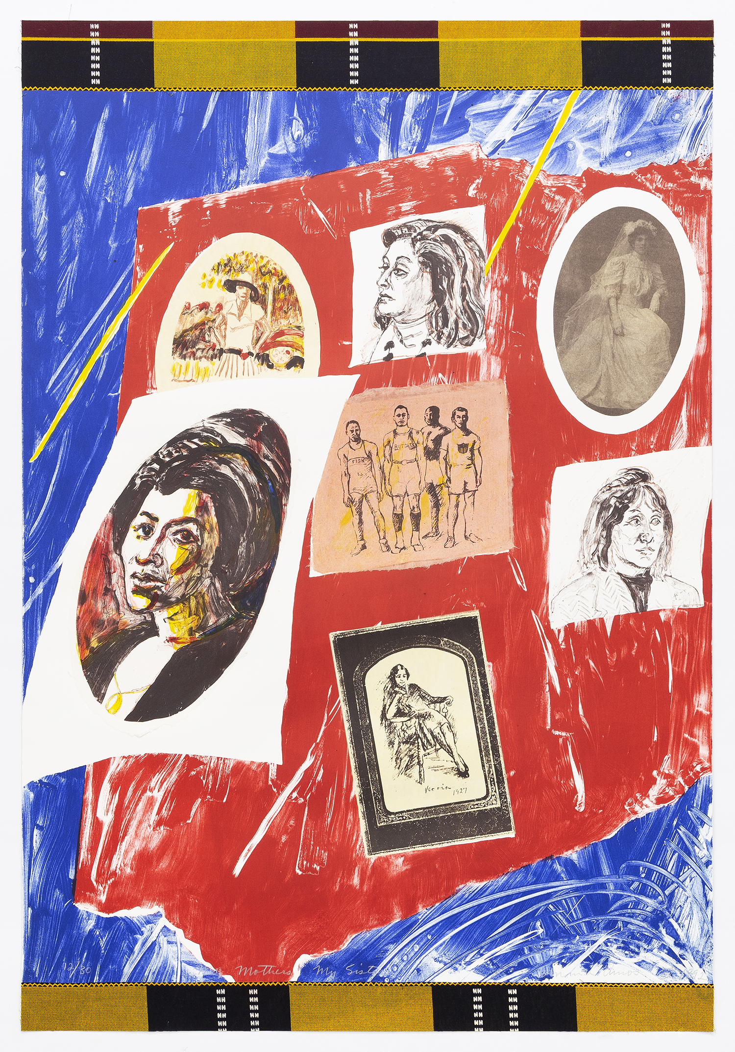 a print collage with drawings and photos of women
