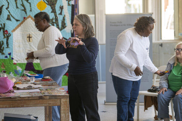 The Jule's manager of public practice and community partnerships, Randi Evans, speaks with participants.