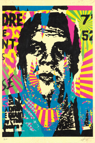 Silkscreen and Mixed Media Collage on Paper, HPM 30w x 41h. (76.2w x 104.1h cm)